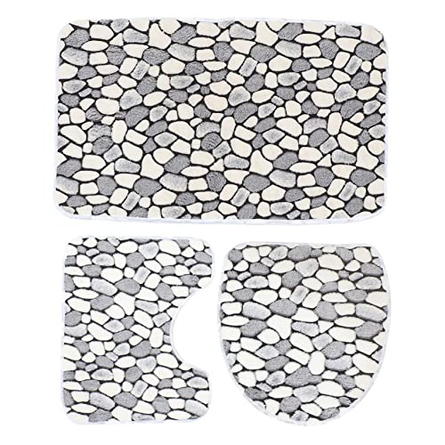 FONDOTIN 1 Satz Teiliges Set Fleece Badteppich Set für Badezimmer Rutschfester Saugfähiger Duschvorleger Steinoptik für Haus Hotel und Wohnmobil FONDOTIN 1 Satz Teiliges Set Fleece Badteppich Set für Badezimmer Rutschfester Saugfähiger Duschvorleger Steinoptik für Haus Hotel und Wohnmobil von FONDOTIN