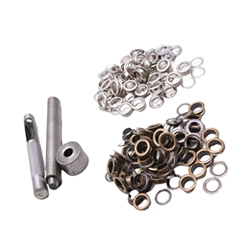 FONDOTIN 100satz Teiliges Grommet-Set Aus Stabilem Messing Mit Werkzeugen Multifunktionale Ösen Für Kleidung Schuhe -projekte Silber Antikmessing Innendurchmesser von FONDOTIN