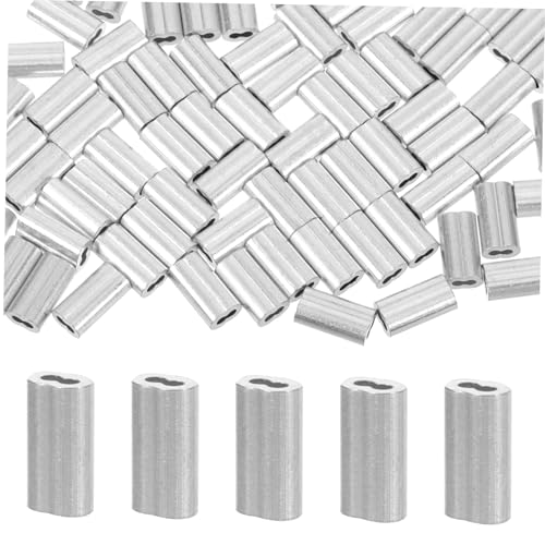 FONDOTIN 100 Stück Aluminium Crimp Hülse Drahtseil Crimping Schlaufen Doppelloch Design für Flexible Verbindungen Leicht und Stark für Drahtseil Zubehör FONDOTIN 100 Stück Aluminium Crimp Hülse Drahtseil Crimping Schlaufen Doppelloch Design für Flexible Verbindungen Leicht und Stark für Drahtseil Zubehör von FONDOTIN