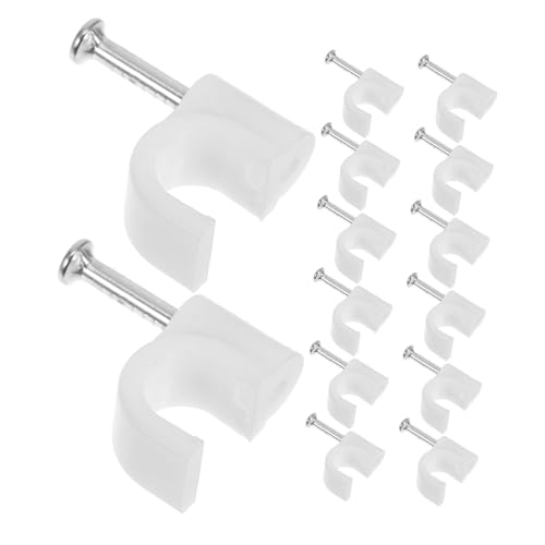 FONDOTIN 100 Stück Kabelklammern Nägel Rundkabel Halterung Drahtbefestigung für Wand Holz Kabelmanagement Sicher Kabelklemmen für Ethernet Stromkabel von FONDOTIN