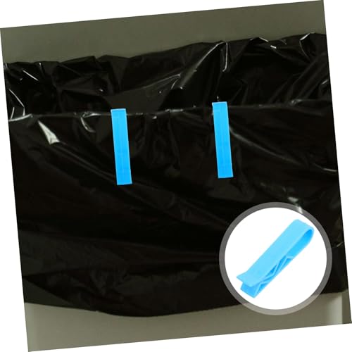 FONDOTIN 100 Stück Müllbeutel Klemmen Kunststoff Müllsack Halter Clips Abfallbeutel Fixierung Anti rutsch Einfach zu Befestigen Geeignet für Haushaltsmülleimer Hellblau von FONDOTIN