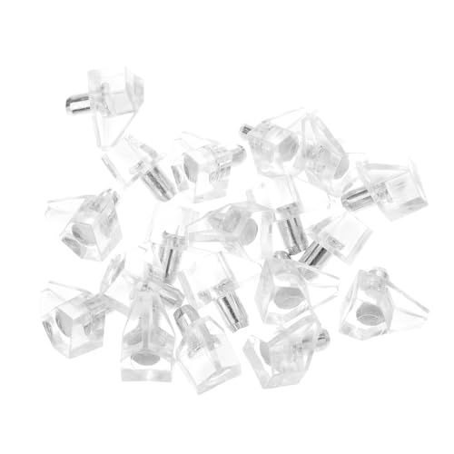 FONDOTIN 100 Stück Regalbodenträger aus Eisen und PP Langlebige Verschleißfeste Einlegebodenhalter für Schrank Bücherregal Vitrine Einfache Handmontage Transparent Vielseitig Einsetzbar von FONDOTIN
