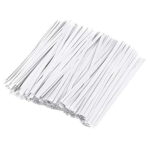 FONDOTIN 1000Stücke Wiederverwendbare Papier Brotbinder Weiße Kraftpapier Twist Ties für Snackbeutel Süßigkeitenbeutel Kaffeebeutel Kuchenbeutel zu Verwenden von FONDOTIN