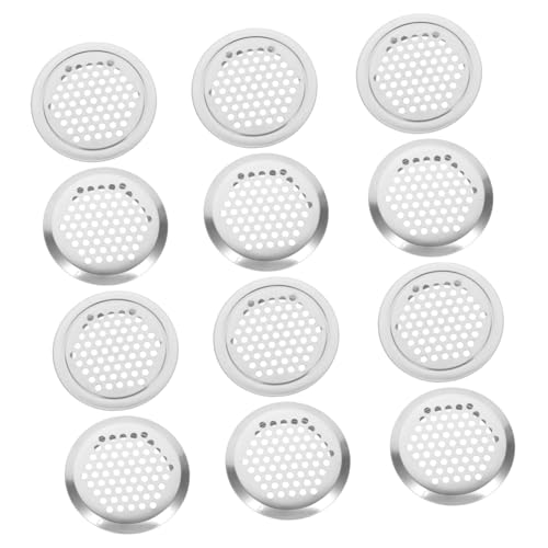 FONDOTIN 12 Stück Teiliges Runde Edelstahl Lüftungsgitter für Schrank Soffit Vent Abdeckung mit Atmungsaktivem Mesh Hitzeabführend Korrosionsbeständig Geeignet für Möbel und von FONDOTIN