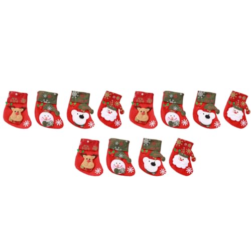 FONDOTIN 12St Weihnachtstüte mit Süßigkeiten weihnachtsdeko Mini-Weihnachtsstrümpfe Santa Schneemann dekorative Socken Vintage-Dekor Weihnachtsstrumpf weihnachtsgeschenktüte Weihnachten von FONDOTIN