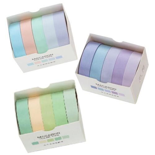FONDOTIN 15 Rollen Washi Tape Set Selbstklebendes Dekoratives Klebeband Pastellfarben für DIY Scrapbooking Handarbeiten und Tagebuchgestaltung Wiederverwendbar und Einfach Abzureißen von FONDOTIN
