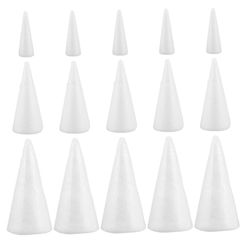 FONDOTIN 15 Stück Teiliges DIY Schaumkegel für Weihnachtsbasteln Leichte Glatte Oberfläche Sicher für Bastelprojekte und Weihnachtsdeko für Junge Mädchen von FONDOTIN