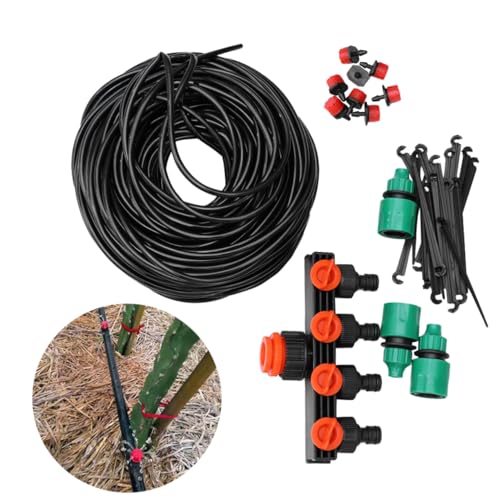 FONDOTIN 156 Stück Teiliges Garten Bewässerungsset mit Schlauch Einstellbares Micro Drip System für Tropfbewässerung Wege Wasserverteiler Regulierbare Tropfer für Innen und Außenpflanzen von FONDOTIN