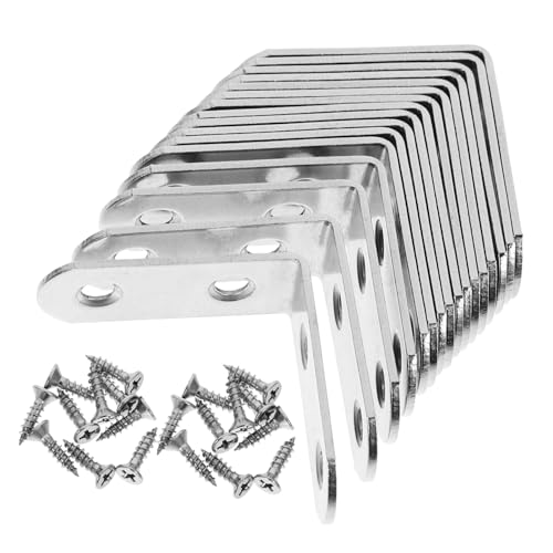 FONDOTIN 16 Sätze Teiliges Edelstahl Winkel Winkelverbinder mit Schrauben Robuste Eckwinkel für Möbelregale Metallhalterung zur Möbelbefestigung und Reparatur von FONDOTIN