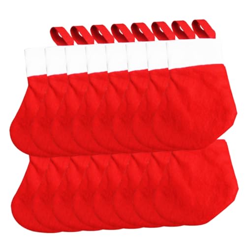 FONDOTIN 16 Stück Weihnachtssocken Weihnachtsstrumpfhalter Dekorate Dekoration Pailletten Weihnachtsstrümpfe Fälschung Klein Weihnachtsstrumpf Mit Füßen Bestickt Weihnachten Mini Rot Vlies von FONDOTIN