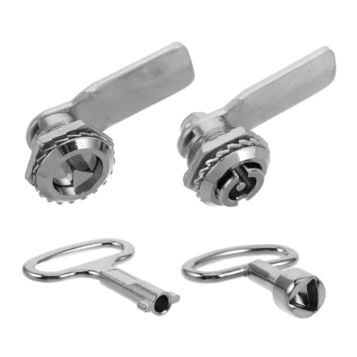 FONDOTIN 2 Sätze Teiliges Schrankzylinderschloss mit Schlüssel Vielseitiger Schranktürriegel Riegel für Verteilerkasten Briefkasten und Aktenschrank Flach und Dreieckig Einfache Bedienung von FONDOTIN