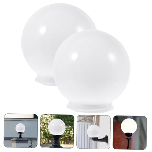 FONDOTIN 2 Stück Acryl Kugel Lampenschirme Weiß Ø Lampenabdeckung Außen Wandlampe Ersatz Lampenschirm Langlebig Schützend für Garten und Postleuchte von FONDOTIN
