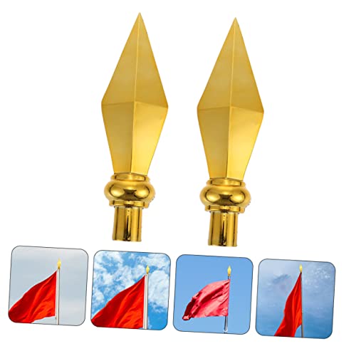 FONDOTIN 2 Stück Aluminium Fahnenmast Topper Goldfarben Langlebige Flaggenmast Kopf Verzierungen für Garten Einfache Wetterbeständig Dekorative Flaggenmastspitze von FONDOTIN