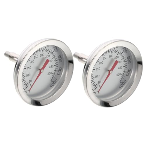 FONDOTIN 2 Stück Bimetall Bbq Thermometer Edelstahl Backofen Grillthermometer mit Großem Anzeigefeld Hitzebeständig Schnelle Reaktion Geeignet für Haushalt und Gasgrill von FONDOTIN