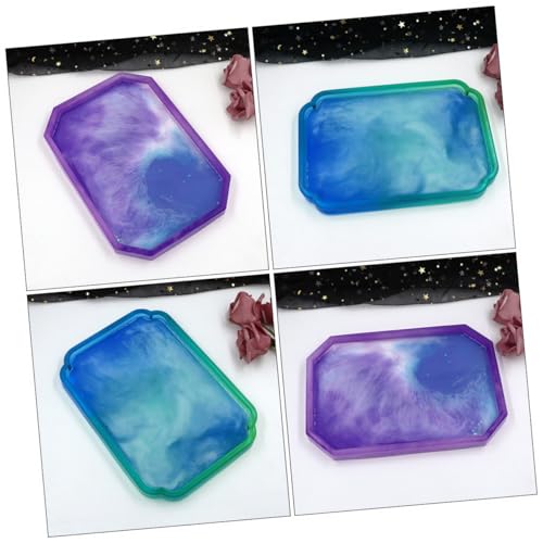 FONDOTIN 2 Stück DIY Resin Gießform für Achteckiges Platten tablett Kreative Desktop Obst Snack schale Vielseitige Silikonform für Aufbewahrung und Dekoration von FONDOTIN