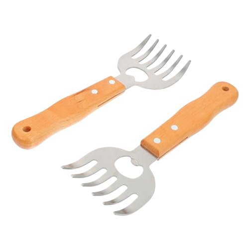 FONDOTIN 2 Stück Fleischzupfer Teilig mit Langem Ergonomischem Holzgriff Hitzebeständig Vielseitig für BBQ Pulled Pork und Grillpartys Flaschenöffner Spülmaschinenfest Robust und von FONDOTIN