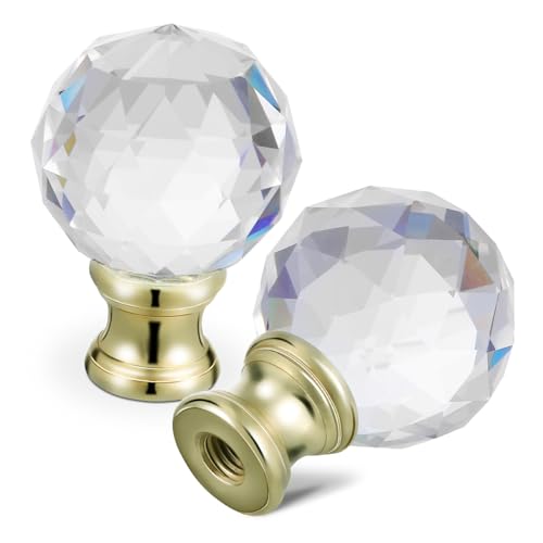 FONDOTIN 2 Stück Goldfarbene Lampenschirm Schraubkappen mit Kristall Optik Dekorative Lampenharpfenster Passend Einfache Befestigung Stilvolle Tisch Stehleuchten deko von FONDOTIN