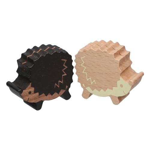 FONDOTIN 2 Stück Holz Kartenhalter Niedlicher Igel Design Robuster Holz Memohalter Kompakter Tischkartenhalter für Hochzeit Party Buffet von FONDOTIN