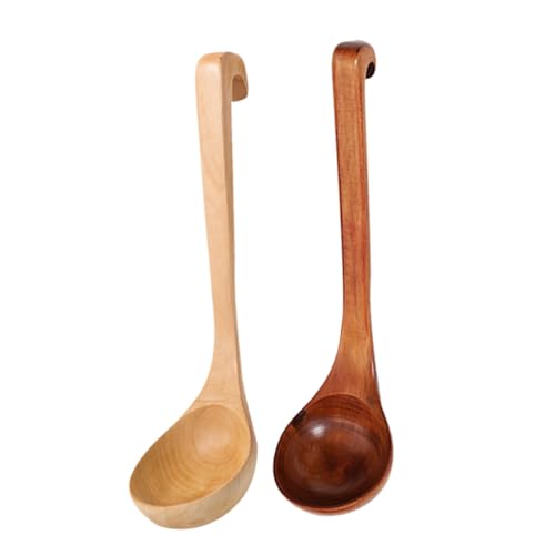 FONDOTIN 2 Stück Holzlöffel mit langem Griff kochlöffel Esslöffel zum Kochen Schöpfkellen zum Kochen Rührlöffel Schöpfkelle Schöpfkellen zum Servieren lange Griffkelle Getreidekelle Nanmu von FONDOTIN