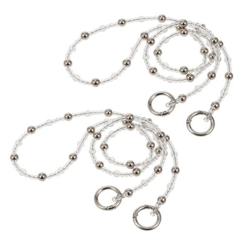 FONDOTIN 2 Stück Kristallperlen Handtaschenkette Teiliges Langlebiger Eleganter DIY Bag Strap Ersatz Schultergurt für Damenhandtaschen Dekorativ für Hochzeit Party und Alltag Silberfarben von FONDOTIN