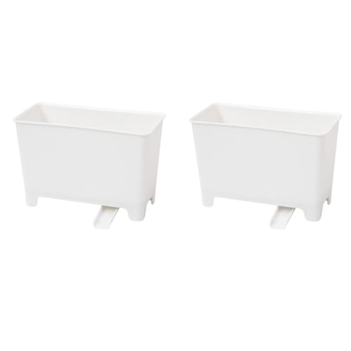 FONDOTIN 2 Stück Kunststoff Abfallbehälter für Küchenspüle Abtropf mülleimer aus Robustem PP Geruchloser Küchenmülleimer Platzsparend für Obst Gemüsereste Weiß von FONDOTIN