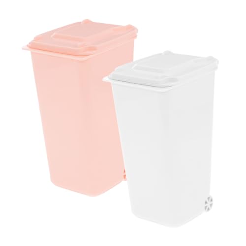 FONDOTIN 2 Stück Mini Tischmülleimer und Stiftehalter Praktisch und Multifunktional Leichter Desktop Abfalleimer für Büro und Zuhause Platzsparender Schreibtisch Organizer in Weiß von FONDOTIN