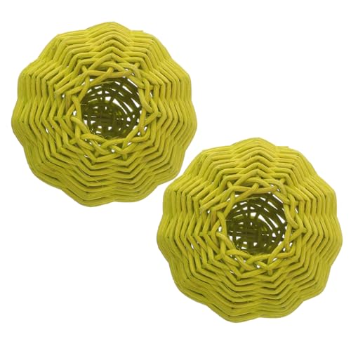 FONDOTIN 2 Stück Rattan Lampenschirme Hellgrün Geflochtene Deckenleuchte Lampenabdeckung Staubschutz Stehlampe Schlafzimmer Wohnzimmer von FONDOTIN
