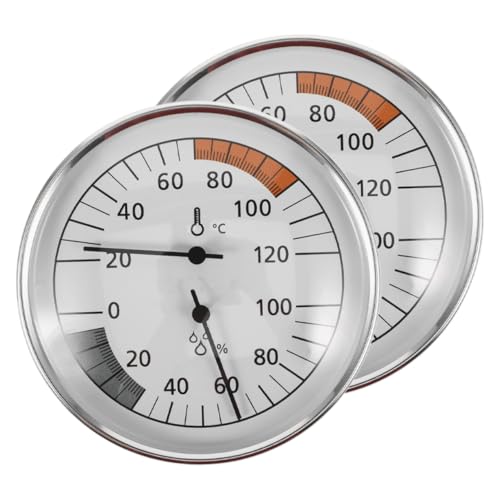 FONDOTIN 2 Stück Saunatemperatur- Und Feuchtigkeitsmesser Sauna -Thermometer -Hygrometer -messgerät Sauna-temperaturmesser-Hygrometer -temperaturmonitor Weiß Rostfreier von FONDOTIN