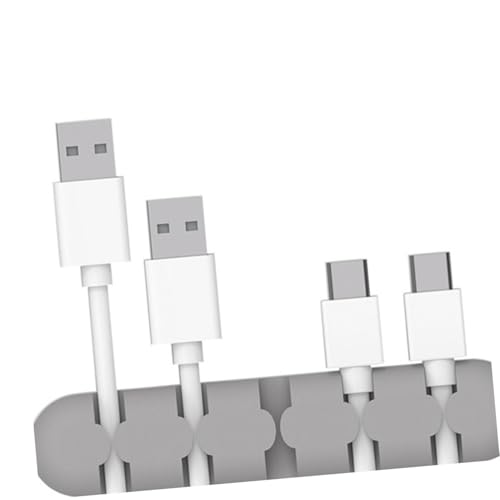 FONDOTIN 2 Stück Selbstklebender Kabelhalter aus Silikon mit Slots Langlebiger Kabel organizer für Schreibtisch und Büro Praktische Kabelbefestigung für USB Kabel Graue Kabelfixierung von FONDOTIN