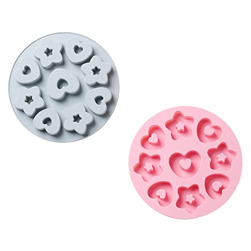 FONDOTIN 2 Stück Silikon Backform Herz und Stern Kuchenform Fondant Moulds Bpa frei Umweltfreundlich Rutschfest für Professionelles und Privates Backen in Blau und Rosa von FONDOTIN