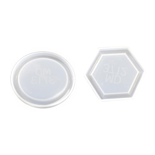 FONDOTIN 2 Stück Silikon DIY Form Hexagon und Rund Silikonform Tablett Gießform für Epoxidharz Basteln DIY Craft Mold Langlebig und Leicht zu Reinigen von FONDOTIN