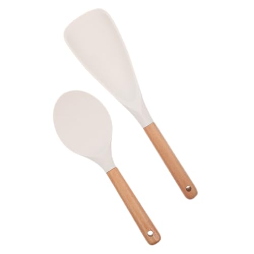 FONDOTIN 2 Stück Silikon Reislöffel Hitzebeständig Bpa frei Ergonomisch Geformt Sicherer Reiskocher Löffel Küchenhelfer für Reis Kochen Backen Eierdrehen von FONDOTIN