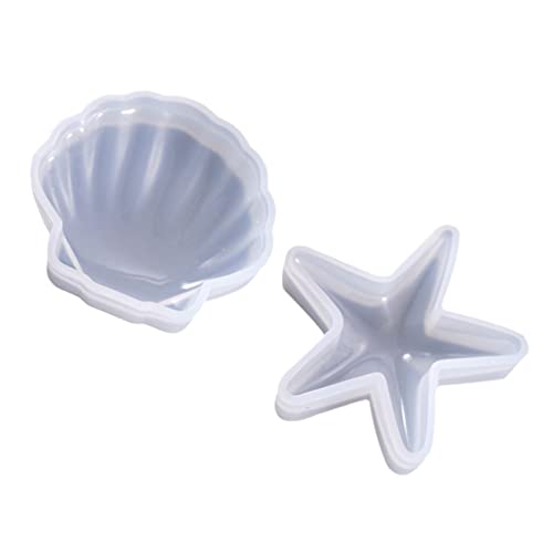 FONDOTIN 2 Stück Silikonform Teilig Meerestiere DIY Gießform Flexibel Hitzebeständig Langlebig für Schmuck und Kunsthandwerk mit Seestern und Designs von FONDOTIN