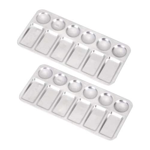 FONDOTIN 2 Stück Teiliges Aluminium Mischpalette Langlebiges Wiederverwendbares Farbmisch Tablett für Schüler Künstler für Aquarell Acrylfarben und Bastelarbeiten von FONDOTIN
