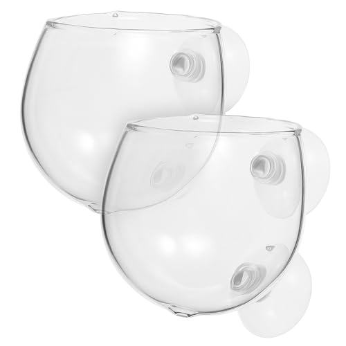 FONDOTIN 2 Stück Teiliges Aquarium Pflanzenhalter aus Transparentem Borosilikatglas mit Starkem Saugnapf Schrägem Munddesign und Belüftungslöchern für Wasserpflanzen Aquarien Fisch und von FONDOTIN