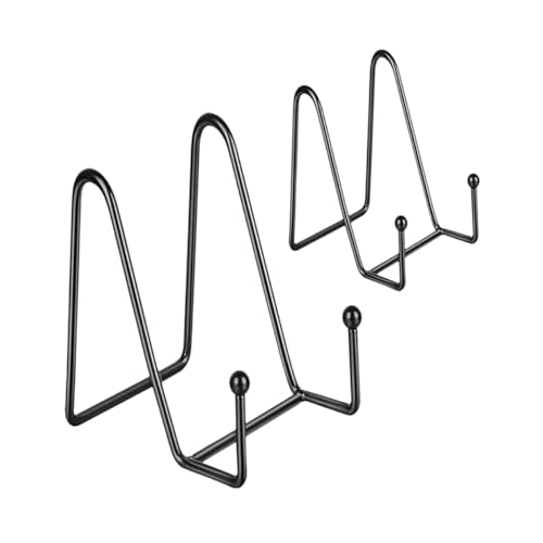 FONDOTIN 2 Stück Teiliges Buch display Schwarzem Metall Rutschfester Desktop buchhalter Stabiles Aufsteller regal für Bücher Akten und Kunstwerke Praktische Präsentationsständer von FONDOTIN