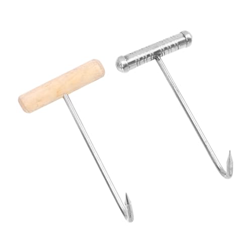 FONDOTIN 2 Stück Teiliges T Förmiges Fleischhaken mit Robustem Griff Scharfe Fleischhaken für Restaurant Metzgerei und Grill Langlebiges Küchenwerkzeug für Sicheres Aufhängen von Fleisch von FONDOTIN