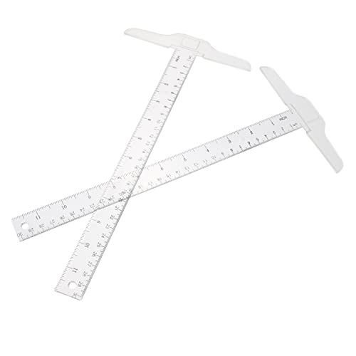 FONDOTIN 2 Stück Teiliges T Form Kunststofflineal Transparent mit Doppelseitiger Flexibles Messwerkzeug für Schüler Design und Kunst Leicht und Bruchsicher für Schule und Büro von FONDOTIN