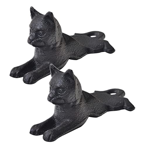 FONDOTIN 2 Stück Türstopper Gusseisen Katzenform Winddicht Stoßfest Dekorativ Robust Rutschfest für Türschutz in Wohnräumen und Büros von FONDOTIN