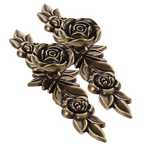 FONDOTIN 2 Stück Vintage Rosetten Möbelgriff aus Zinklegierung Klassischer Griff für Schrank Schublade Kommode Einfache Montage Dekorativer Küchenschrank Türgriff Robust und Langlebig von FONDOTIN