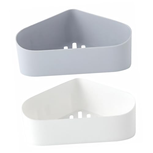 FONDOTIN 2 Stück Wandmontiertes Eckregal aus Kunststoff Küchen und Badezimmer Aufbewahrung Bohrfreies Ablagerack Langlebiges Material Platzsparend und Vielseitig Einsetzbar von FONDOTIN