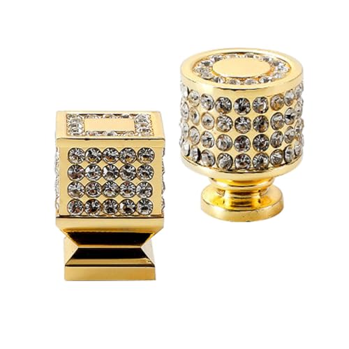 FONDOTIN 2 Stück Zinklegierung Schrankgriffe mit Strass Rostfrei Einfache Montage für Möbel Kleiderschrank Langlebig Komfortabler Griff Goldfarben Design von FONDOTIN