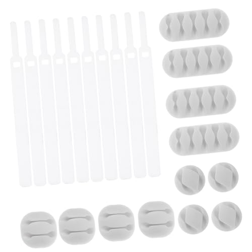 FONDOTIN 26 Stück Teiliges Kabelclips Set Selbstklebend Multifunktionale Kabelhalter für Schreibtisch und Wand Kabelmanagement Zubehör mit Weißen Clips und Farbigen Zufällige Farbe von FONDOTIN