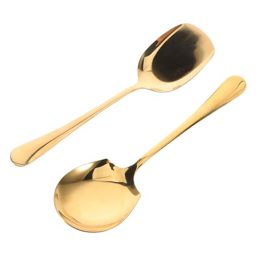 FONDOTIN 2Stücke Servierlöffel mit Langem Griff Robuste Schaufellöffel für Restaurant und Zuhause zum Servieren von Reis und Suppe Ergonomisches Design von FONDOTIN