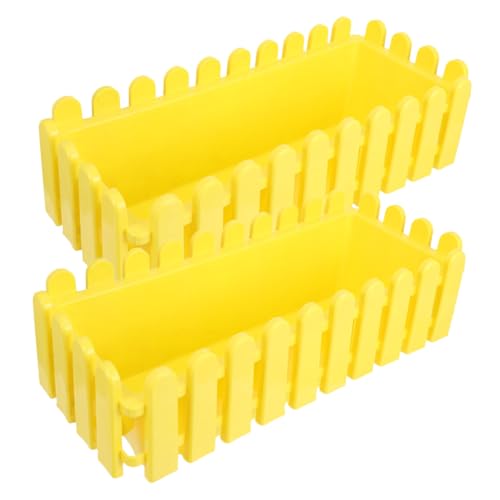 FONDOTIN 2er Set Rechteckige Pflanzkübel Blumenkasten Dekorativer Pflanzcontainer Für Blumen Und Pflanzen Gelbes Design Für Balkon Und Garten von FONDOTIN