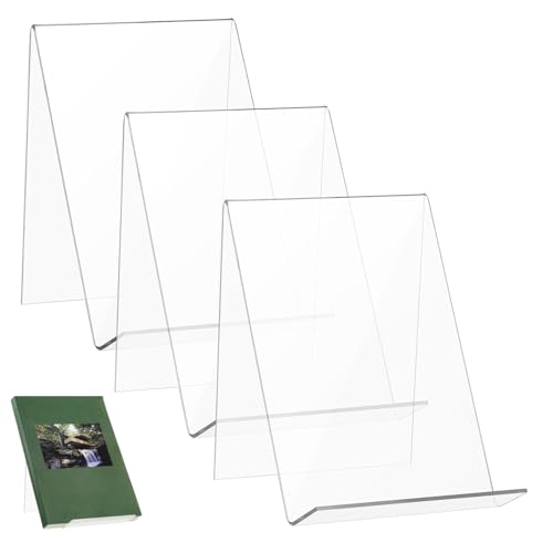 FONDOTIN 3 Acryl Buchständer Transparenter Display Ständer Stabiler Bilderhalter Leichter Tragbarer Ständer mit Modernem Design für Bücher Alben Broschüren Büro Wohnzimmer von FONDOTIN