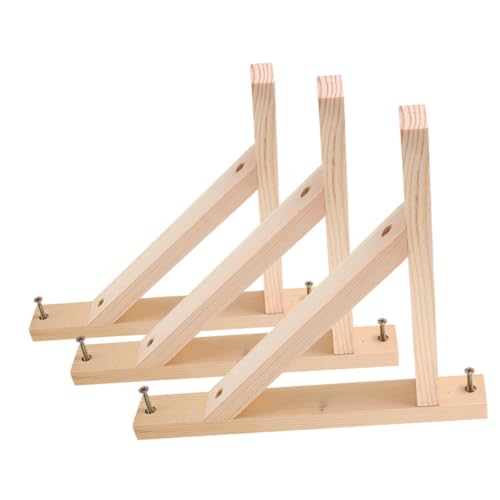 FONDOTIN 3 Stück Massive Dreieckige Regalhalter aus Massivem Holz Elegante Wandhalterung Robuste Dekorative Eckkonsole Einfache Montage Geeignet für Schwebende Wandregale Teiliges von FONDOTIN