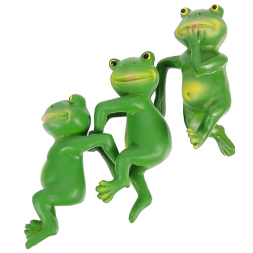 FONDOTIN 3 Stück Resin Frosch Figuren Garten Deko mit Realistischem Design Leichte Pflanzgefäß Deko für Draußen und Drinnen Lebendige Gartenskulpturen für Miniatur Gärten und Pflanzentöpfe von FONDOTIN