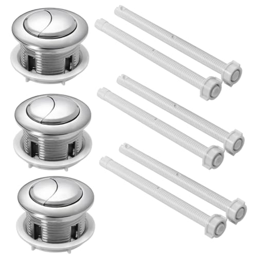 FONDOTIN 3 Stück Rundes Wc Spülknopf Teilig Silberfarbene Druckknöpfe mit Glänzender Plattierung Korrosionsbeständig Doppelspülung für Toilettenspülkasten Einfache Montage Langlebig und von FONDOTIN