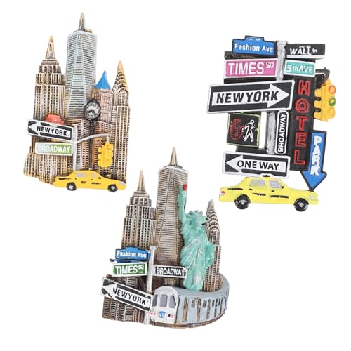 FONDOTIN 3 Stück Teiliges Resin Kühlschrankmagnet mit Kreativen Straßenschild Motiven Handbemalt Langlebig Leicht Entfernbar zur Wohnraumdekoration und Magnettafel Nutzung von FONDOTIN